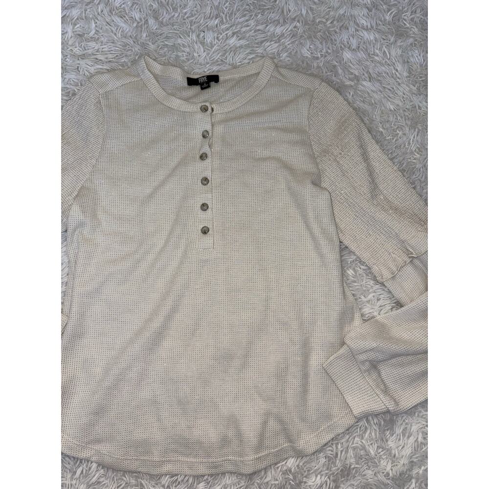 Frye Women’s S Cream Sparkle Henley Top. Exc. Cond, Pretty